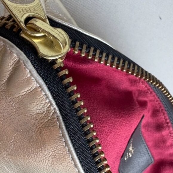 Brunswick & Co Gold Leather Avenue Fold Over Clutch with Zipper Closure - Picture 3 of 4